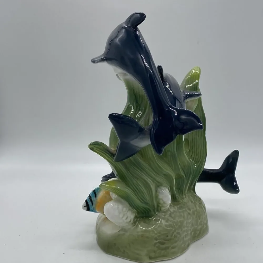 Vintage HETCO Ceramic Dolphin Figurine